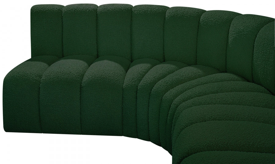 Meridian Furniture - Arc Boucle Leather 7 Piece Modular Sectional in Green - 102Green-S7B - GreatFurnitureDeal