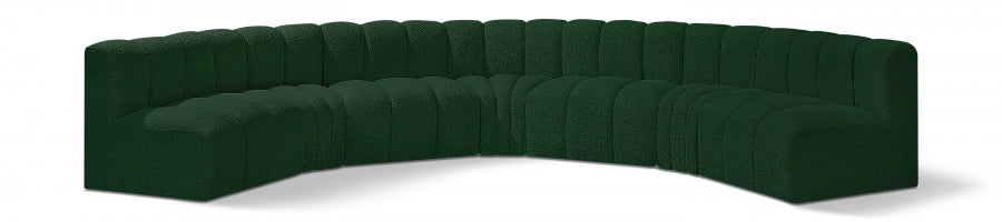 Meridian Furniture - Arc Boucle Leather 7 Piece Modular Sectional in Green - 102Green-S7B - GreatFurnitureDeal