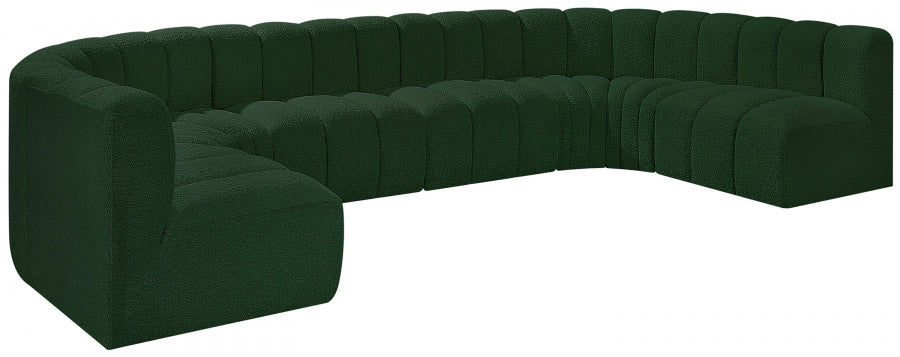 Meridian Furniture - Arc Boucle Leather 8 Piece Modular Sectional in Green - 102Green-S8A - GreatFurnitureDeal