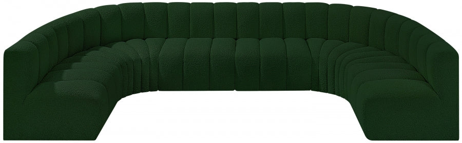 Meridian Furniture - Arc Boucle Leather 8 Piece Modular Sectional in Green - 102Green-S8A - GreatFurnitureDeal