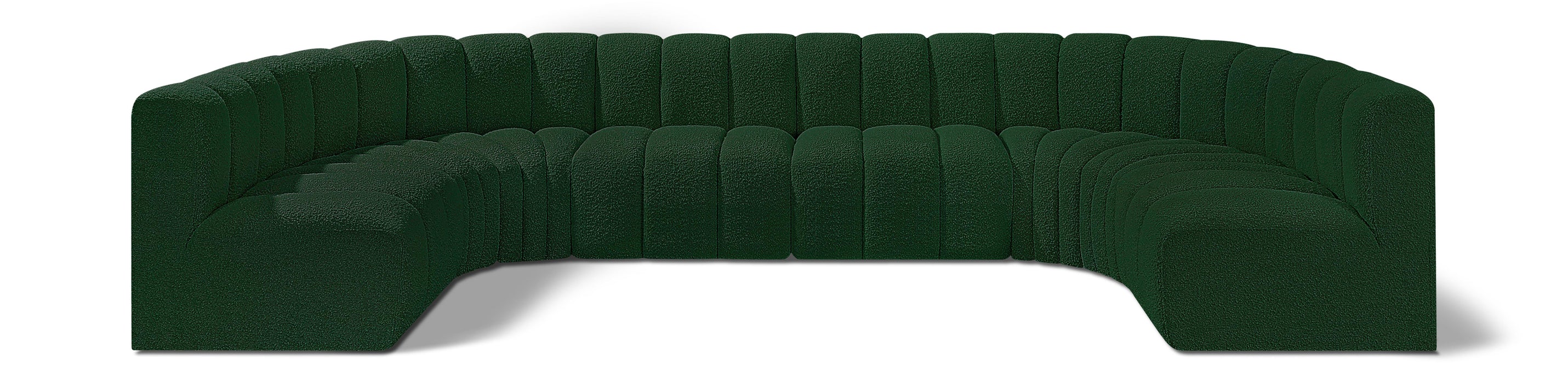 Meridian Furniture - Arc Boucle Leather 8 Piece Modular Sectional in Green - 102Green-S8A - GreatFurnitureDeal