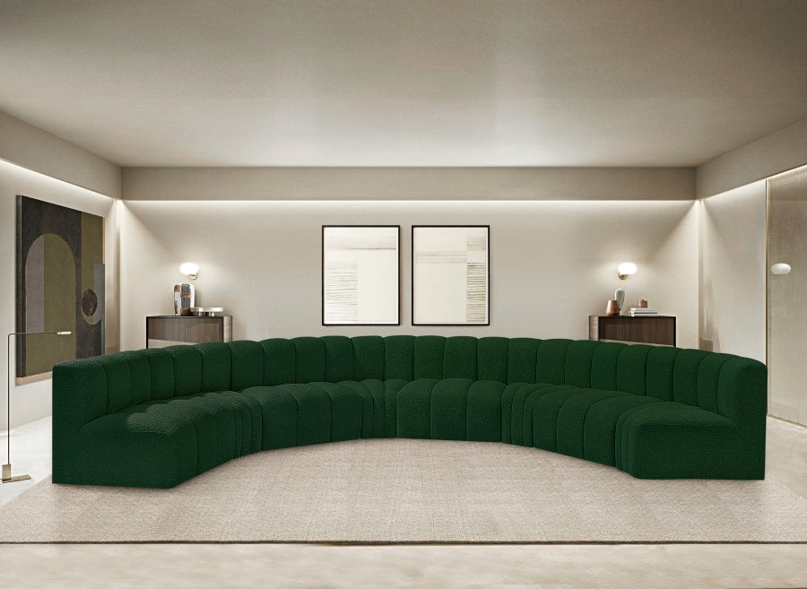 Meridian Furniture - Arc Boucle Leather 8 Piece Modular Sectional in Green - 102Green-S8B - GreatFurnitureDeal