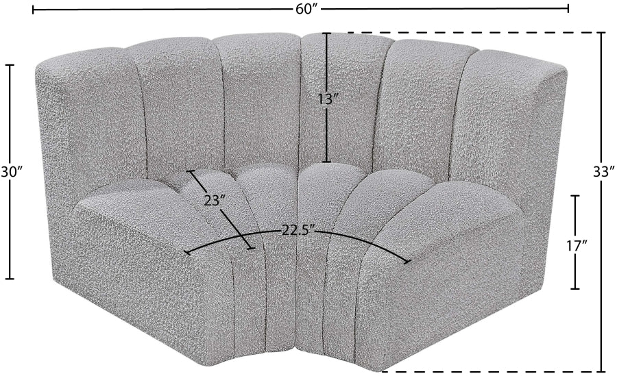 Meridian Furniture - Arc Vegan Leather Modular Sofa in Grey - 102Grey-S2B - GreatFurnitureDeal