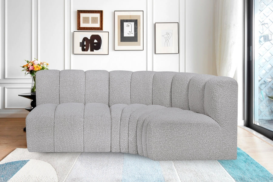 Meridian Furniture - Arc Vegan Leather Modular Sofa in Grey - 102Grey-S3A - GreatFurnitureDeal