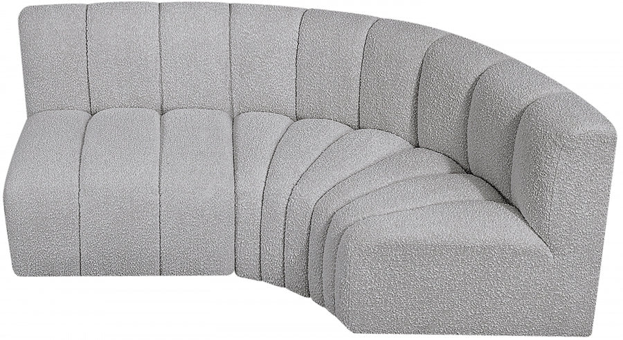 Meridian Furniture - Arc Vegan Leather Modular Sofa in Grey - 102Grey-S3A - GreatFurnitureDeal