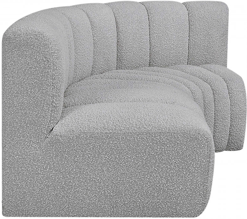 Meridian Furniture - Arc Vegan Leather Modular Sofa in Grey - 102Grey-S3A - GreatFurnitureDeal