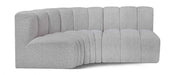 Meridian Furniture - Arc Vegan Leather Modular Sofa in Grey - 102Grey-S3A - GreatFurnitureDeal