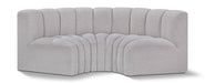 Meridian Furniture - Arc Vegan Leather Modular Sofa in Grey - 102Grey-S3C - GreatFurnitureDeal