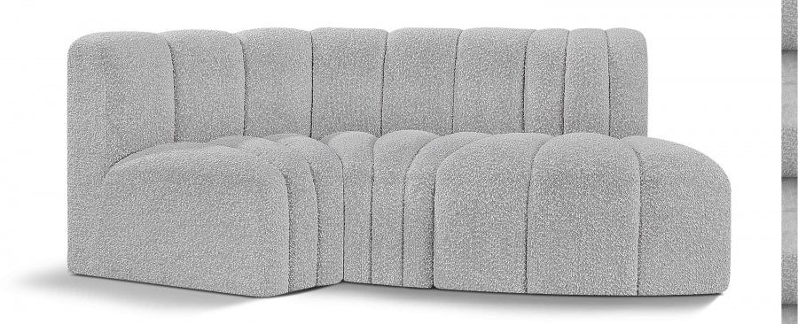 Meridian Furniture - Arc Vegan Leather Modular Sofa in Grey - 102Grey-S3D - GreatFurnitureDeal