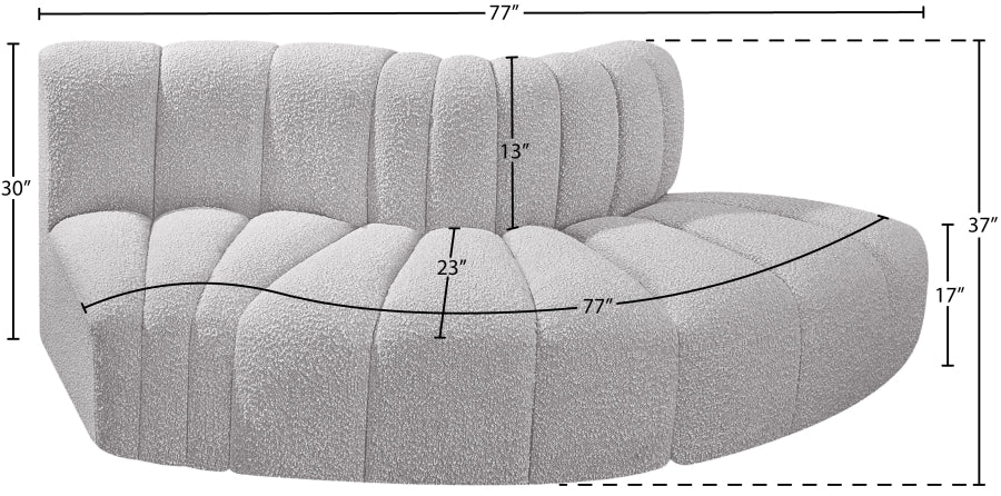 Meridian Furniture - Arc Vegan Leather Modular Sofa in Grey - 102Grey-S3E - GreatFurnitureDeal