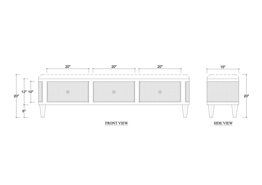 Bramble - Lexington Bench w/ Rattan - BR-28343 - GreatFurnitureDeal
