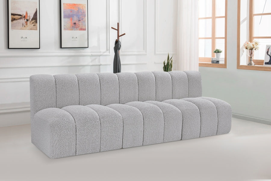 Meridian Furniture - Arc Vegan Leather Modular Sofa in Grey - 102Grey-S3F - GreatFurnitureDeal