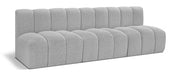 Meridian Furniture - Arc Vegan Leather Modular Sofa in Grey - 102Grey-S3F - GreatFurnitureDeal