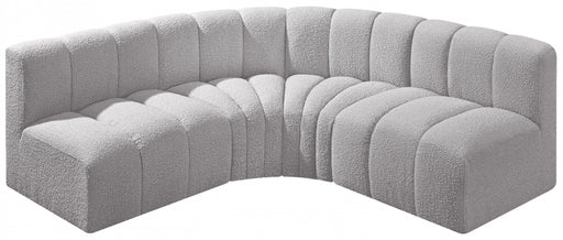 Meridian Furniture - Arc Vegan Leather 4 Piece Modular Sectional in Grey - 102Grey-S4B - GreatFurnitureDeal