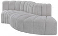 Meridian Furniture - Arc Vegan Leather 4 Piece Modular Sectional in Grey - 102Grey-S4D - GreatFurnitureDeal