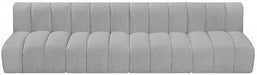 Meridian Furniture - Arc Vegan Leather 4 Piece Modular Sectional in Grey - 102Grey-S4E - GreatFurnitureDeal