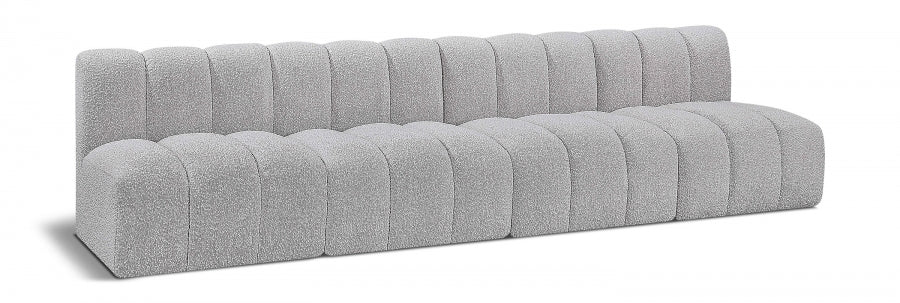 Meridian Furniture - Arc Vegan Leather 4 Piece Modular Sectional in Grey - 102Grey-S4E - GreatFurnitureDeal