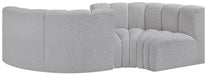 Meridian Furniture - Arc Vegan Leather 4 Piece Modular Sectional in Grey - 102Grey-S4F - GreatFurnitureDeal