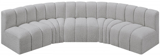 Meridian Furniture - Arc Boucle Leather 5 Piece Modular Sectional in Grey - 102Grey-S5A - GreatFurnitureDeal