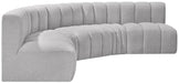 Meridian Furniture - Arc Boucle Leather 5 Piece Modular Sectional in Grey - 102Grey-S5A - GreatFurnitureDeal