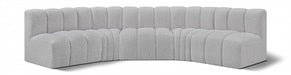 Meridian Furniture - Arc Boucle Leather 5 Piece Modular Sectional in Grey - 102Grey-S5A - GreatFurnitureDeal