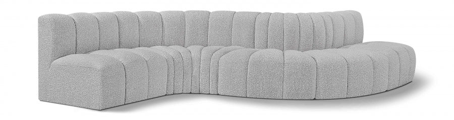 Meridian Furniture - Arc Boucle Leather 6 Piece Modular Sectional in Grey - 102Grey-S6A - GreatFurnitureDeal