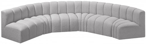 Meridian Furniture - Arc Boucle Leather 6 Piece Modular Sectional in Grey - 102Grey-S6B - GreatFurnitureDeal