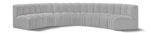 Meridian Furniture - Arc Boucle Leather 6 Piece Modular Sectional in Grey - 102Grey-S6B - GreatFurnitureDeal