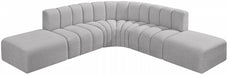 Meridian Furniture - Arc Boucle Leather 6 Piece Modular Sectional in Grey - 102Grey-S6C - GreatFurnitureDeal