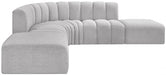 Meridian Furniture - Arc Boucle Leather 6 Piece Modular Sectional in Grey - 102Grey-S6C - GreatFurnitureDeal