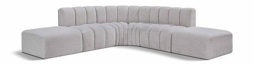 Meridian Furniture - Arc Boucle Leather 6 Piece Modular Sectional in Grey - 102Grey-S6C - GreatFurnitureDeal