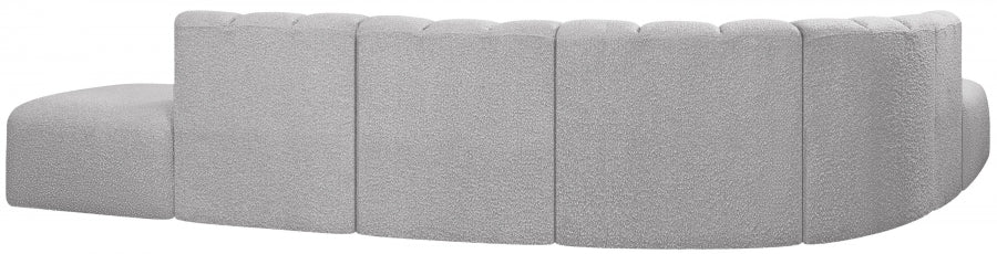 Meridian Furniture - Arc Boucle Leather 7 Piece Modular Sectional in Grey - 102Grey-S7A