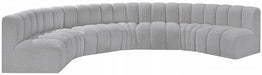 Meridian Furniture - Arc Boucle Leather 7 Piece Modular Sectional in Grey - 102Grey-S7B - GreatFurnitureDeal