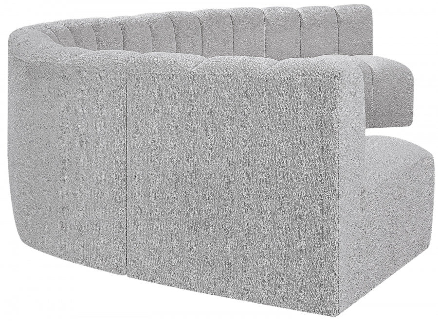 Meridian Furniture - Arc Boucle Leather 7 Piece Modular Sectional in Grey - 102Grey-S7B - GreatFurnitureDeal