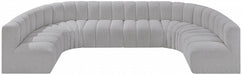 Meridian Furniture - Arc Boucle Leather 8 Piece Modular Sectional in Grey - 102Grey-S8A - GreatFurnitureDeal