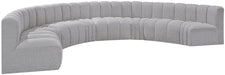 Meridian Furniture - Arc Boucle Leather 8 Piece Modular Sectional in Grey - 102Grey-S8B - GreatFurnitureDeal