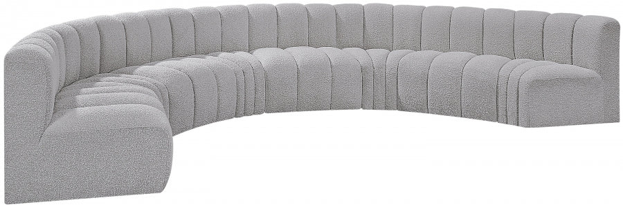 Meridian Furniture - Arc Boucle Leather 8 Piece Modular Sectional in Grey - 102Grey-S8B - GreatFurnitureDeal