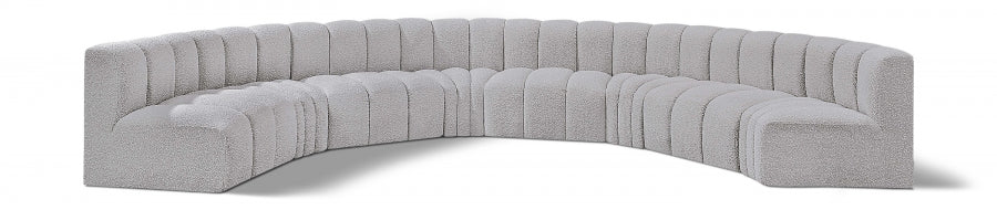 Meridian Furniture - Arc Boucle Leather 8 Piece Modular Sectional in Grey - 102Grey-S8B - GreatFurnitureDeal