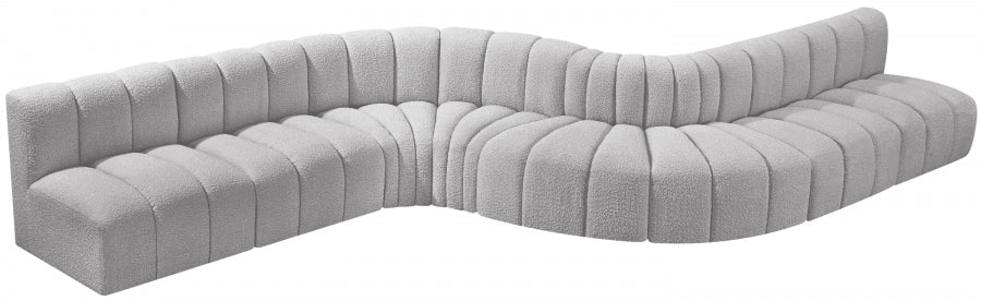 Meridian Furniture - Arc Boucle Leather 8 Piece Modular Sectional in Grey - 102Grey-S8C - GreatFurnitureDeal