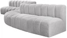 Meridian Furniture - Arc Boucle Leather 8 Piece Modular Sectional in Grey - 102Grey-S8C - GreatFurnitureDeal