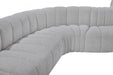 Meridian Furniture - Arc Boucle Leather 8 Piece Modular Sectional in Grey - 102Grey-S8C - GreatFurnitureDeal