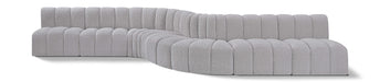 Meridian Furniture - Arc Boucle Leather 8 Piece Modular Sectional in Grey - 102Grey-S8C - GreatFurnitureDeal