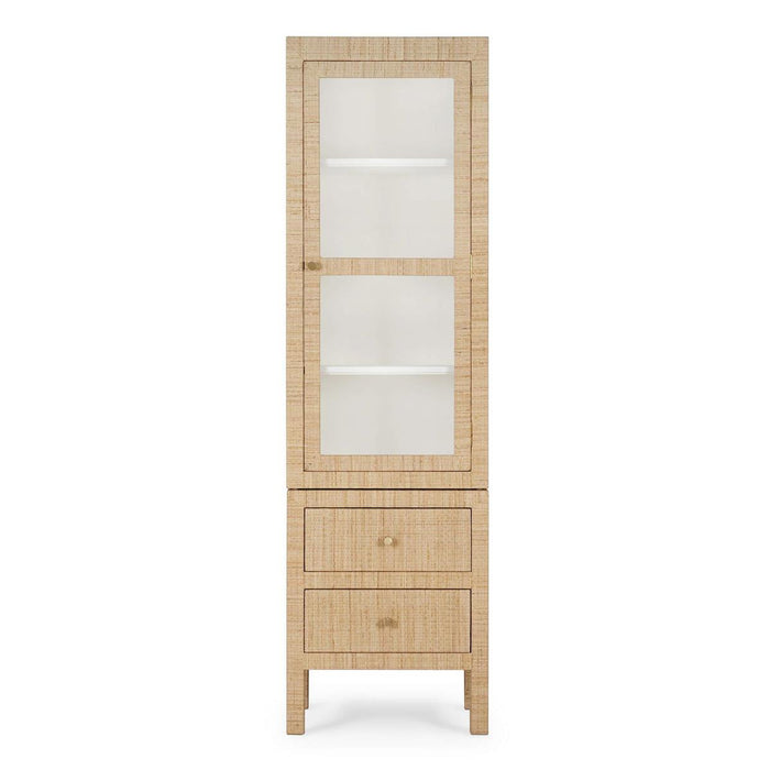 Bramble - Kagu Tall Cabinet Wrapped in Natural Rattan w/ True White Interior - 28370RNAT-TRW---