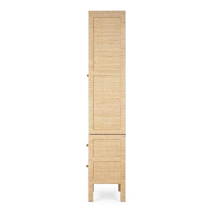 Bramble - Kagu Tall Cabinet Wrapped in Natural Rattan w/ True White Interior - 28370RNAT-TRW---
