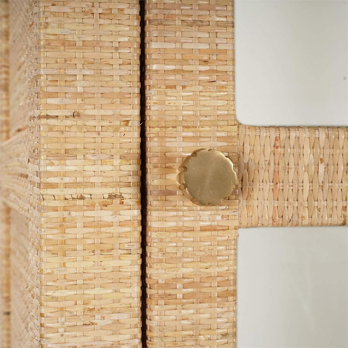 Bramble - Kagu Tall Cabinet Wrapped in Natural Rattan w/ True White Interior - 28370RNAT-TRW---