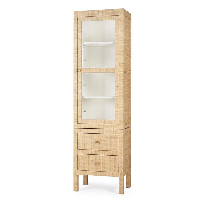 Bramble - Kagu Tall Cabinet Wrapped in Natural Rattan w/ True White Interior - 28370RNAT-TRW---