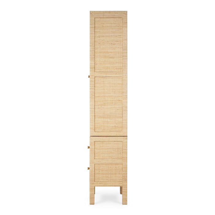 Bramble - Kagu Tall Cabinet Wrapped in Natural Rattan w/ True White Interior - 28370RNAT-TRW--- - GreatFurnitureDeal