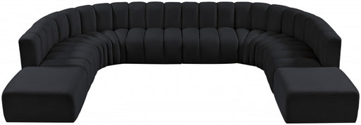 Meridian Furniture - Arc Leather 10 Piece Modular Sectional in Black - 103Black-S10A - GreatFurnitureDeal