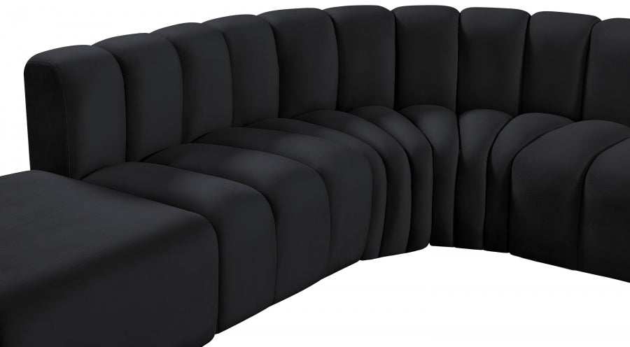 Meridian Furniture - Arc Leather 10 Piece Modular Sectional in Black - 103Black-S10A - GreatFurnitureDeal