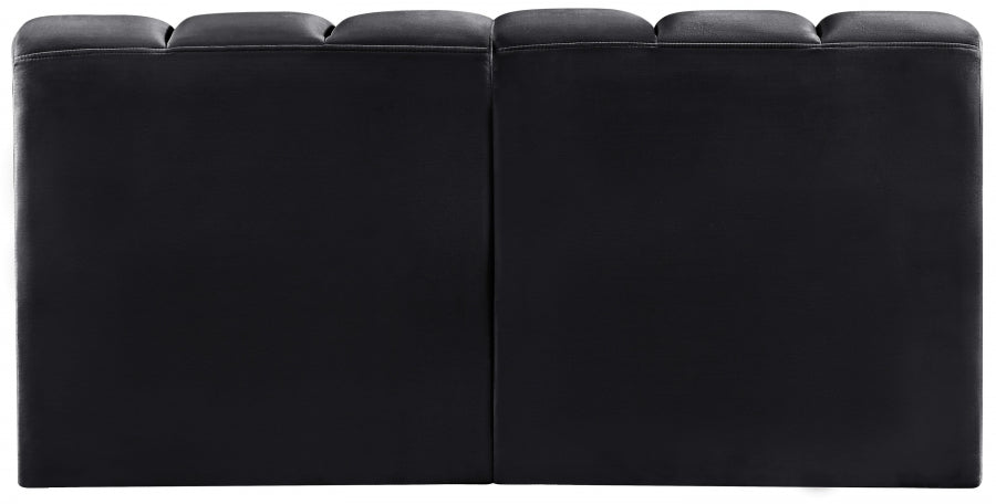 Meridian Furniture - Arc Velvet Modular Sofa in Black - 103Black-S2A - GreatFurnitureDeal